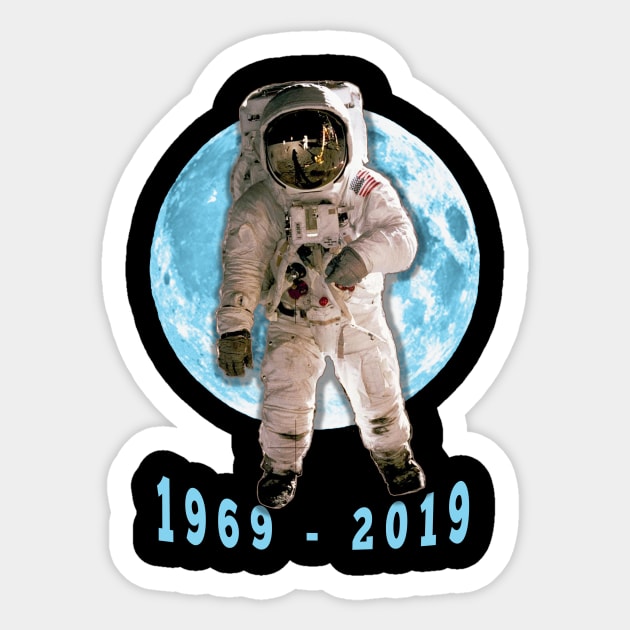 First Men on the Moon Commemorative Tshirt Sticker by Scarebaby